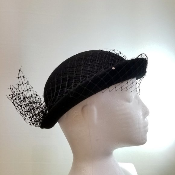 Veiled Derby Homburg Hat 1950 Montreal Haberdasher - Picture 4 of 6